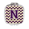 Carolines Treasures Letter N Chevron Purple and Gold Compact Mirror CJ1058-NSCM